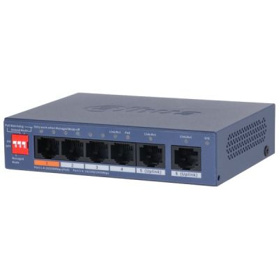 4. Dahua Technology CS4006-4ET2GT-60 przełącznik sieciowy Zarządzany L2 Gigabit Ethernet (10/100/1000) Obsługa PoE Niebieski