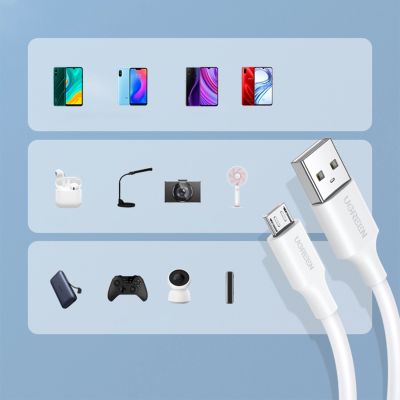 7. Kabel Ugreen US289 60142 micro USB / USB-A 1.5m - biały