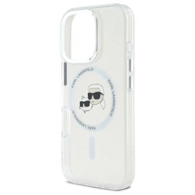 6. Etui Karl Lagerfeld IML Metal Karl&Choupette Head MagSafe na iPhone 16 Pro Max - białe