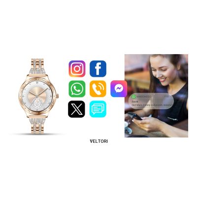 21. Smartwatch Damski VELTORI VT350-1 Bransoleta Różowe Złoto