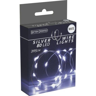 15. LAMPKI DRUCIKI NA BATERIE GIRLANDA 80 LED ZIMNY BIAŁY