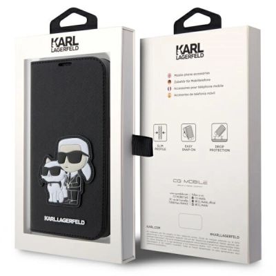 7. Etui Karl Lagerfeld Saffiano Karl&Choupette na iPhone 14 Pro - czarne