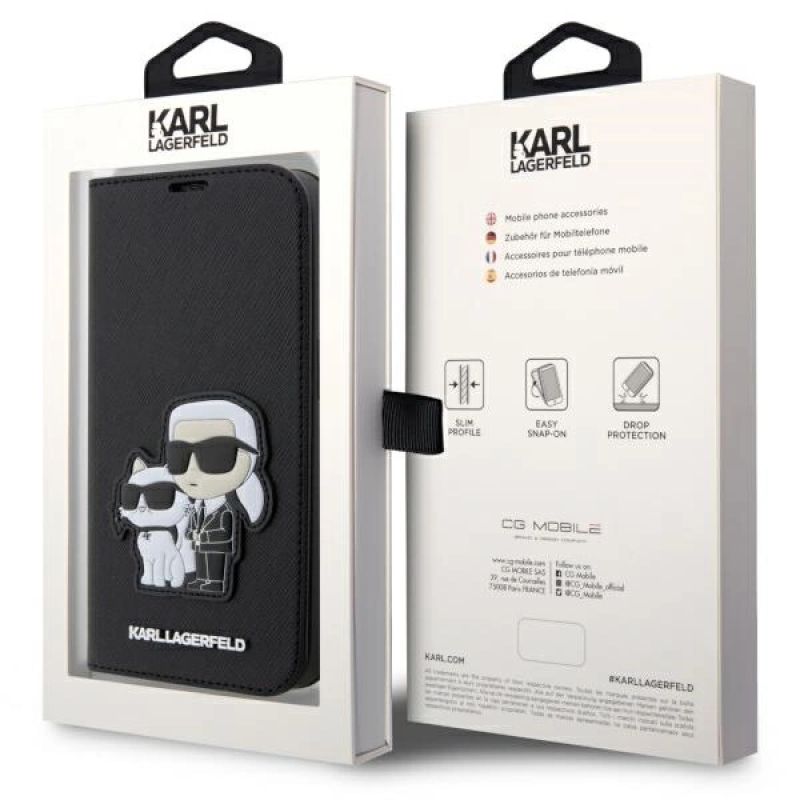 7. Etui Karl Lagerfeld Saffiano Karl&Choupette na iPhone 14 Pro - czarne