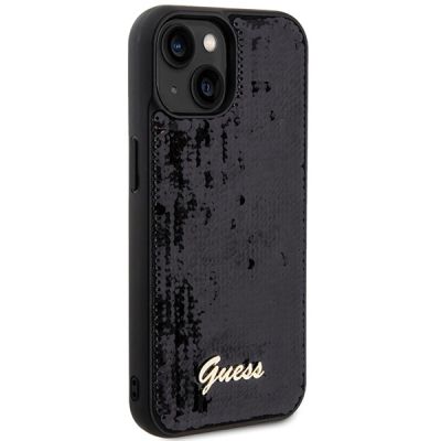 4. Etui Guess Sequin Script Metal na iPhone 14 / 15 / 13 - czarne
