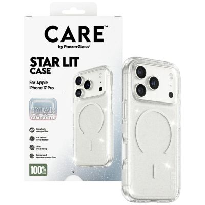 4. Etui CARE by PanzerGlass Flagship Urban Explorer w. White MagSafe na iPhone 17 Pro - przezroczysto-brokatowe