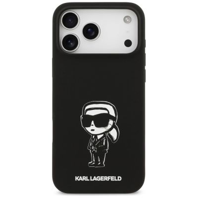 3. Etui Karl Lagerfeld Silicone Karl Sketch & Logo MagSafe na iPhone 17 Pro Max - czarne