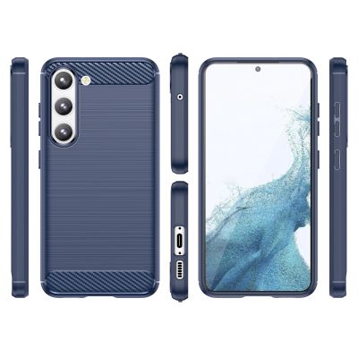 4. Carbon Case etui Samsung Galaxy S23+ elastyczny silikonowy karbonowy pokrowiec niebieskie