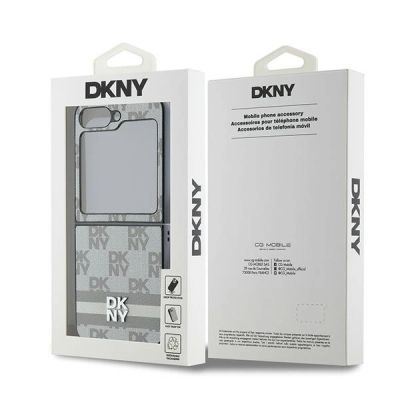 8. Etui DKNY Chequered Pattern Printed Stripes na Samsung Galxy Z Flip 6 - beżowe