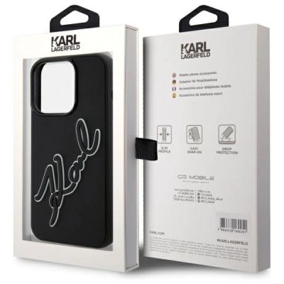 8. Etui Karl Lagerfeld 3D Rubber Signature na iPhone 15 Pro - czarne