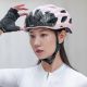 12. Kask rowerowy Rockbros z szybką, odpinane okulary z ochroną UV, odłączany daszek, unisex - różowy