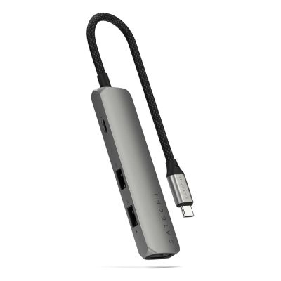 5. Aluminiowy adapter do urządzeń mobilnych USB-C Satechi 4-in-1 USB-C Slim Multiport Adapter 4K (space gray)