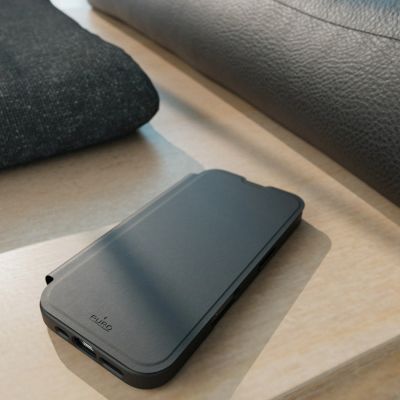 11. Etui skórzane Puro Book Mag MagSafe z klapką i schowkiem na karty do iPhone 16 - czarne