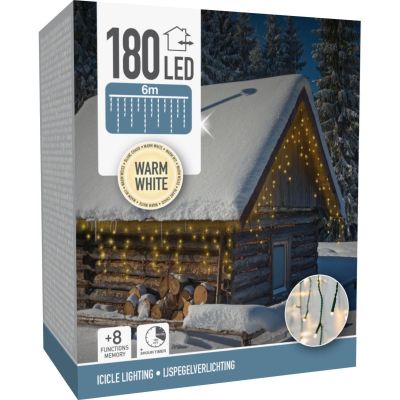 2. LAMPKI CHOINKOWE KURTYNA ŚWIETLNA ZEW 180 LED STEROWNIK TIMER CIEPŁY BIAŁY KABEL ZIELONY
