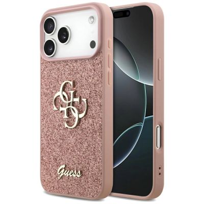 Etui Guess Fixed Glitter Big 4G na iPhone 17 Pro Max - różowe