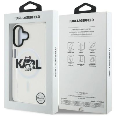 8. Etui Karl Lagerfeld IML Choupette Sketch Logo MagSafe na iPhone 17 - przezroczyste