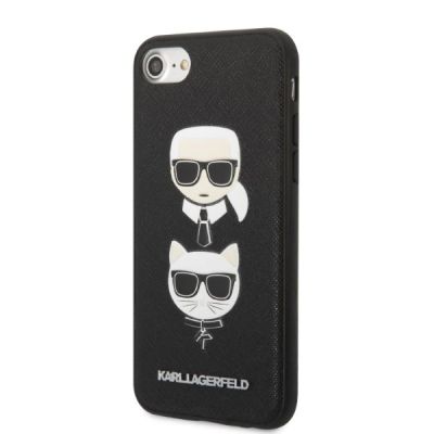 2. Etui Karl Lagerfeld Saffiano Karl&Choupette Head na iPhone 7 / 8 / SE 2020 / SE 2022 - czarne
