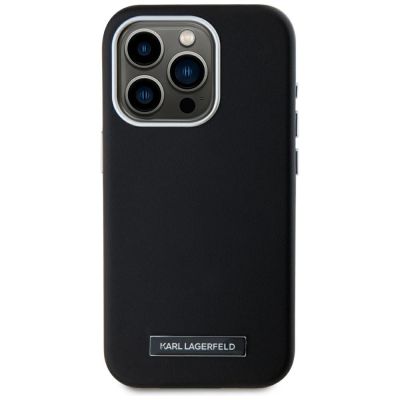 3. Etui Karl Lagerfeld FW Metal Plate MagSafe na iPhone 15 Pro - czarne