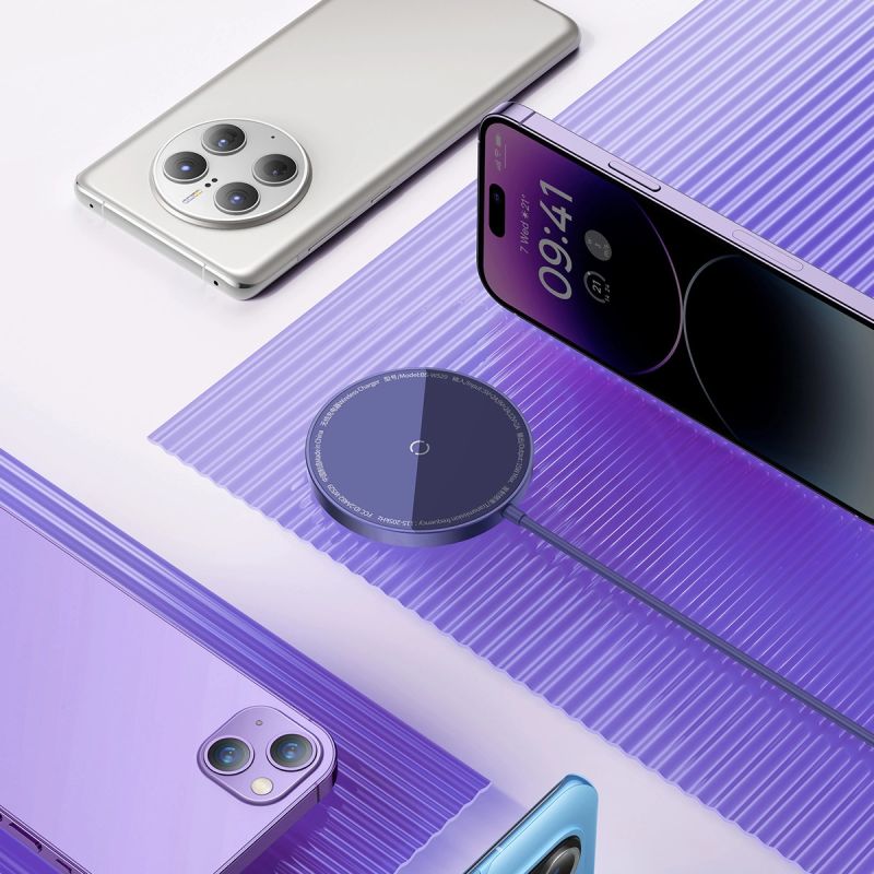 10. Baseus Simple Mini3 ładowarka magnetyczna MagSafe Qi 15W fioletowa