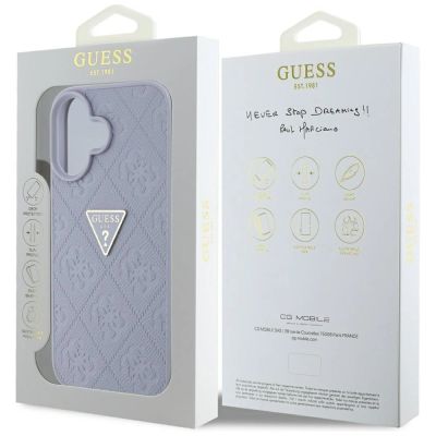 8. Etui Guess Hot Stamp 4G Pattern Triangle Metal Logo na iPhone 16 - fioletowe
