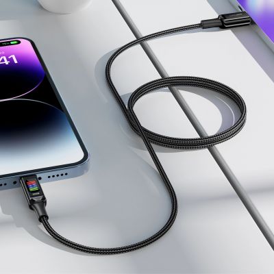 6. Kabel Acefast C7-03 USB-C USB-C 100W 1.2m z wyświetlaczem - czarny