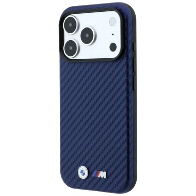 2. Etui BMW M Carbon Metal Logo MagSafe na iPhone 17 Pro Max / 18 Pro Max - granatowe