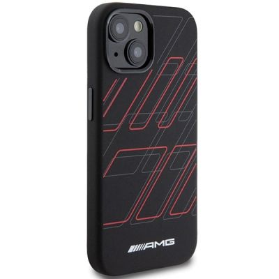 4. Etui AMG Silicone Large Rhombuses Pattern MagSafe na iPhone 15 Plus / 14 Plus - czarne