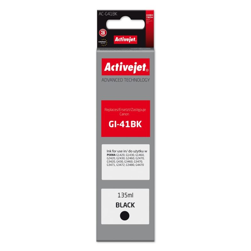 Activejet AC-G41Bk Buteleczka z tuszem z atramentem (zamiennik Canon GI-41BK 4528C001; Supreme; 135 ml; czarny)