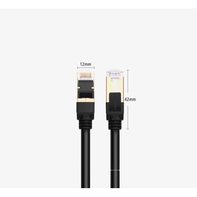 15. Ugreen kabel przewód internetowy sieciowy Ethernet patchcord RJ45 Cat 7 STP LAN 10Gbps 2m czarny (11269)