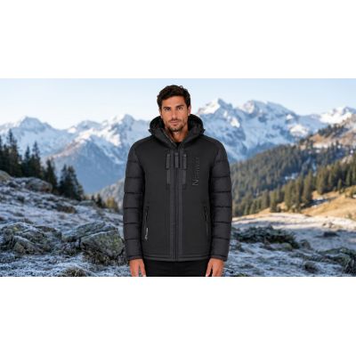 8. Kurtka męska Geographical Norway BEACHWOOD NO CONSTRAST BLACK-BLACK DB MEN 068 (WZ7433H/GN-BLACK / BLACK)