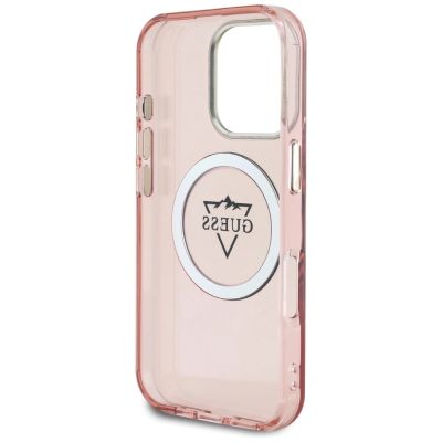 7. Etui Guess IML Metal Mountain Logo MagSafe na iPhone 16 Pro Max - różowe