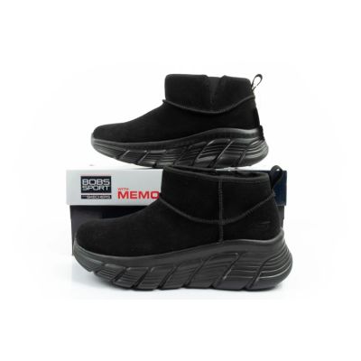 10. Skechers buty zimowe damskie botki za kostkę ocieplane skórzane