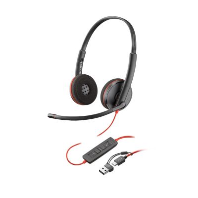 110. POLY Stereofoniczny zestaw słuchawkowy USB-C Blackwire 3225 + wtyczka 3,5 mm + przejściówka USB-C/A (opakowanie zbiorcze)