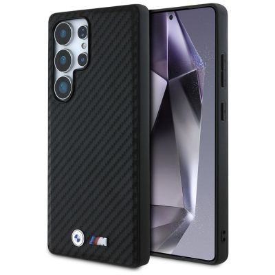 Etui BMW Leather Carbon MagSafe na Samsung Galaxy S25 Ultra - czarne