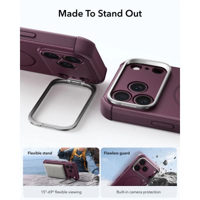 4. Etui ESR Cyber Tough Kickstand MagSafe na iPhone 18 Pro Max / 17 Pro Max - dark cherry