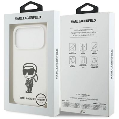 8. Etui Karl Lagerfeld Silicone Karl Sketch & Logo MagSafe na iPhone 17 Pro - białe