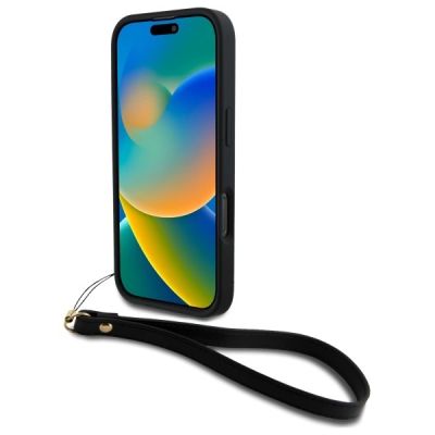 4. Etui DKNY Wrist Strap Stock Logo na iPhone 16 Pro Max - czarne