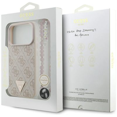8. Etui Guess 4G Strap Triangle Logo MagSafe na iPhone 17 Pro - różowe