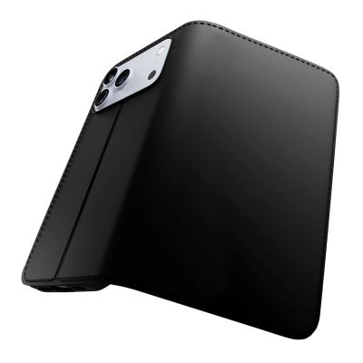 10. Etui Puro Wallet Stand na iPhone 17 Pro Max z ekoskóry, z klapką, portfelem i funkcją podstawki - czarne