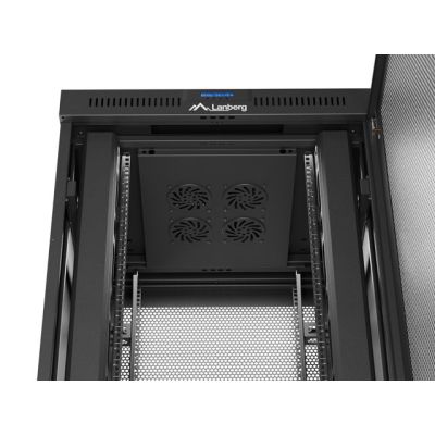 10. Szafa instalacyjna rack stojąca 19" 37U 800X800 czarna drzwi perforowane LCD Lanberg (Flat Pack)