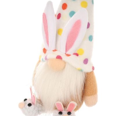 9. SKRZAT GNOM ZAJĄCZEK 25CM W GROSZKI BOY DEKORACJA WIOSENNA