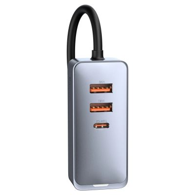 4. Ładowarka samochodowa Baseus Share Together 120W wieloportowa 2x USB-A + 2x USB-C - szara