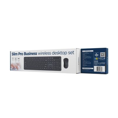 6. GEMBIRD BEZPRZEWODOWY ZESTAW KLAWIATURY + MYSZ SLIM PRO BUSINESS NA BIURKO, CZARNY, UKŁAD US