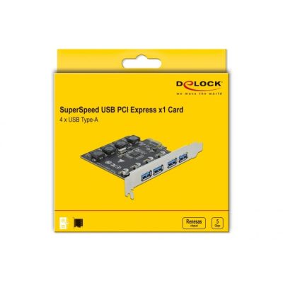 5. DeLOCK Karta PCI Express x1 do 4 x zewnętrzne USB Typ-A żeński SuperSpeed USB (USB 3.2 Gen 1)