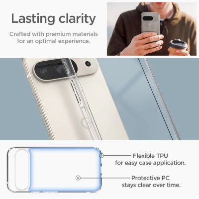 17. Etui Spigen Ultra Hybrid na Google Pixel 9 / 9 Pro - przezroczyste