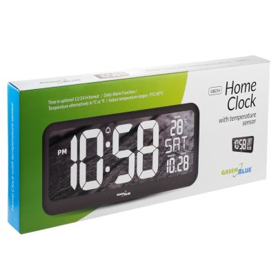 9. GREENBLUE ZEGAR ŚCIENNY LCD Z CZUJNIKIEM TEMPERATURY GB214