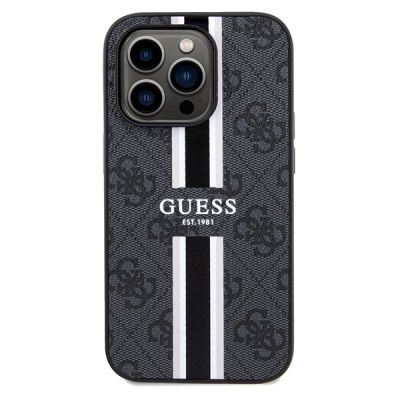 3. Etui Guess 4G Printed Stripes MagSafe na iPhone 15 Pro Max - czarne