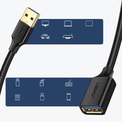 5. Ugreen kabel przedłużacz przejściówka USB 3.0 (żeński)-USB 3.0 (męski) 1m (czarny)