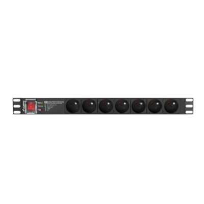 4. LANBERG LISTWA ZASILAJĄCA RACK PDU PRO 19" (1U, 16A, 7X 230V PL, 2M, CZARNA) PDU-PRO-07E-0200-BK