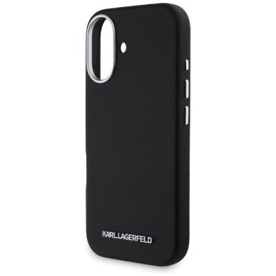 6. Etui Karl Lagerfeld Saffiano Full Wrapped Elongated Metal Logo MagSafe na iPhone 16 - czarne