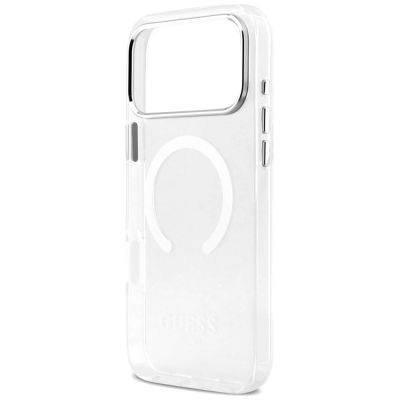 6. Etui Guess Metal Outline MagSafe do iPhone 17 Pro Max - srebrne